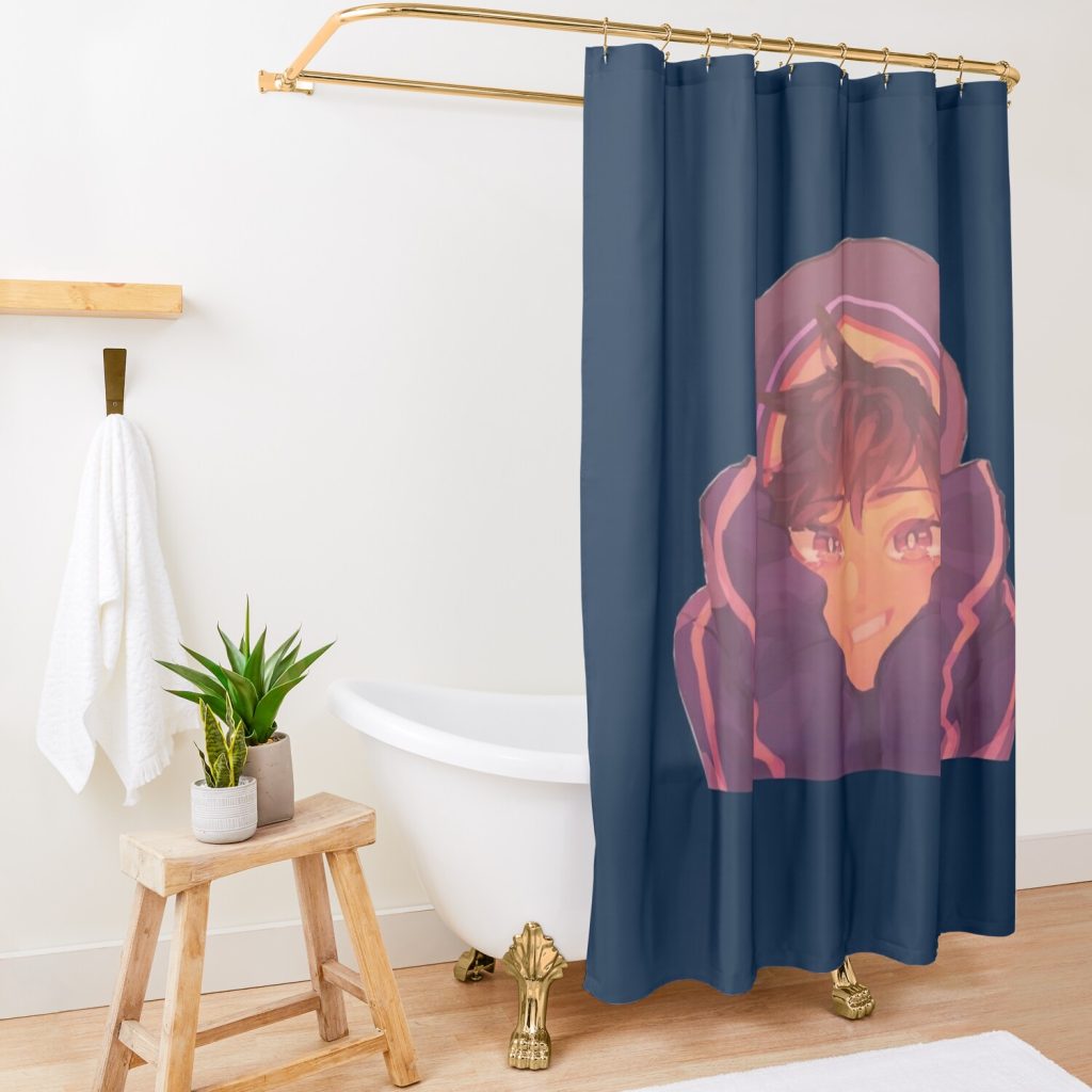 Quackity Fanart Sticker Shower Curtain Official Quackity Merch