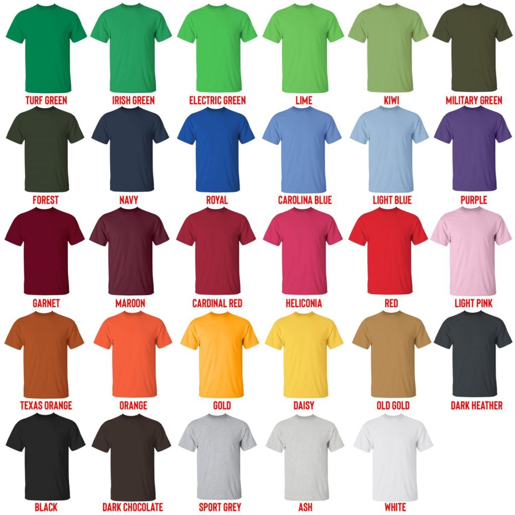 t shirt color chart - Quackity Shop